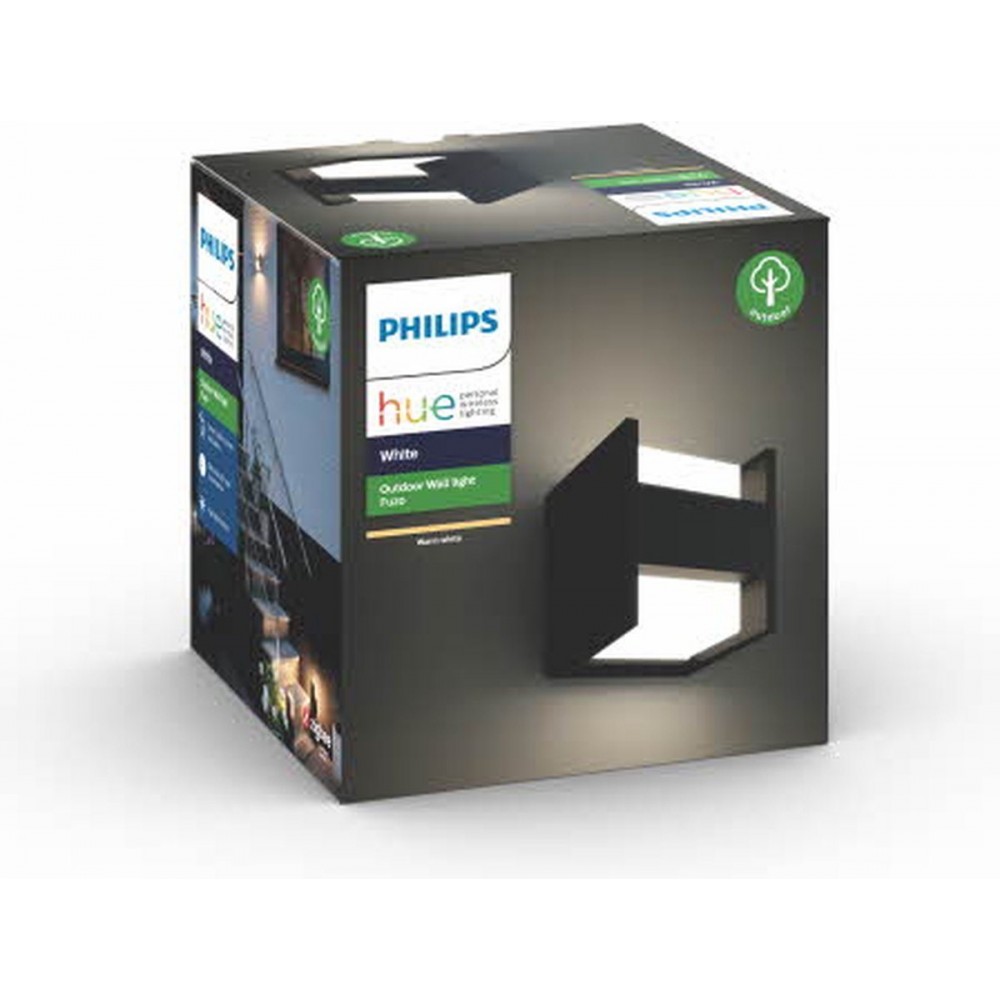 Philips Hue Outdoor Fuzo muurlamp White zwart smal gesloten IP44