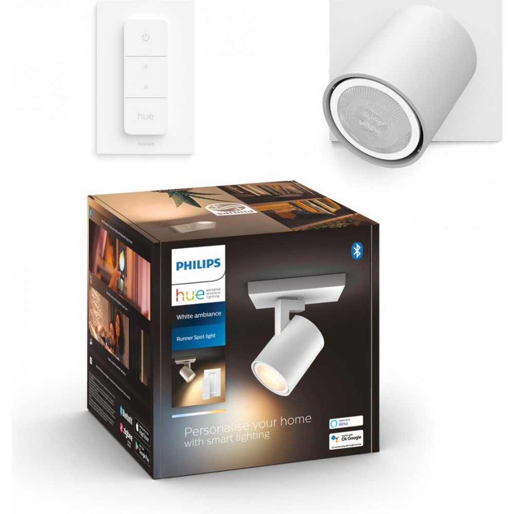 Philips Hue Runner Opbouwspot White Ambiance GU10 Wit 5,5W Bluetooth incl. Dimmer