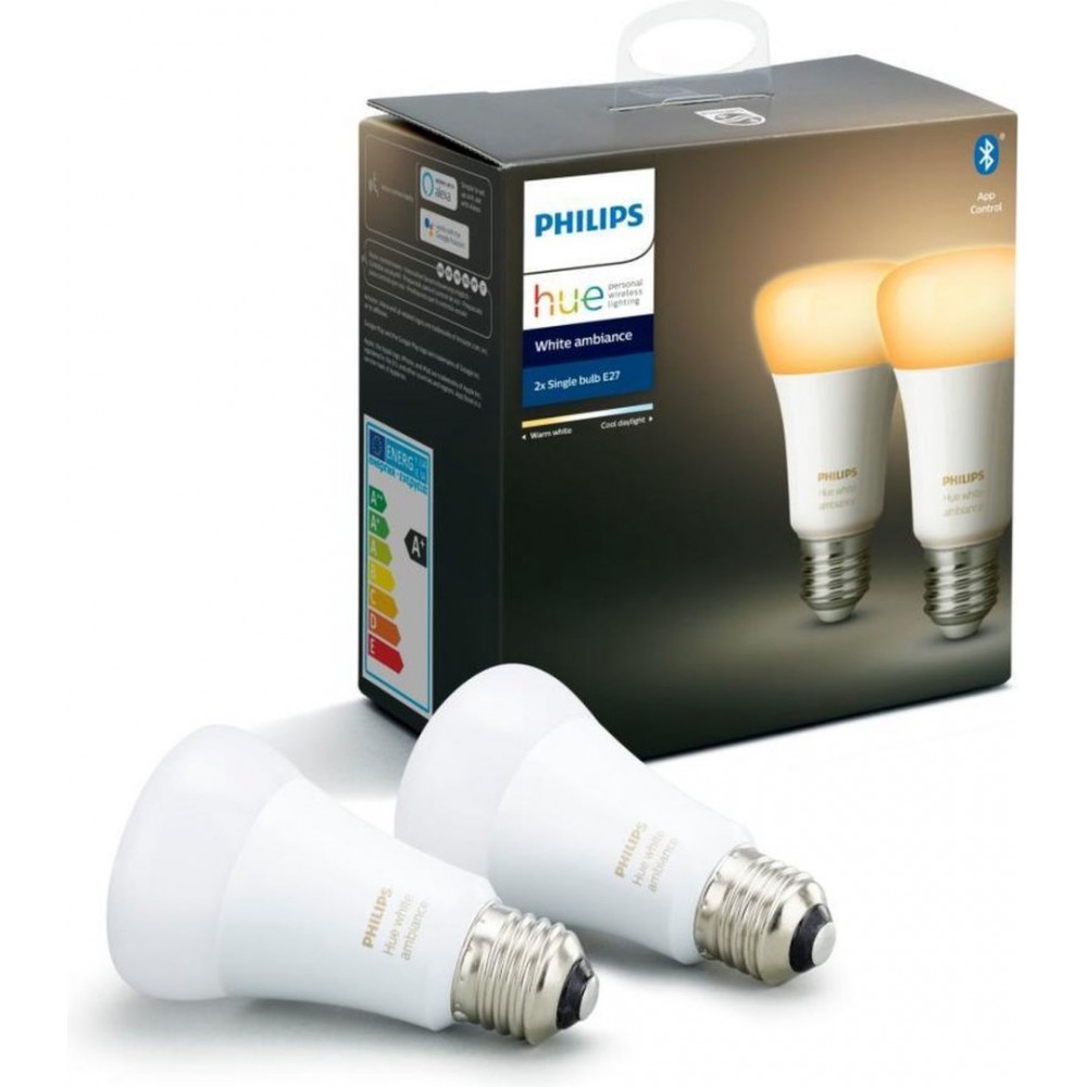 Philips Hue Slimme Lichtbron E27 White Ambiance 8,5W Bluetooth duopack