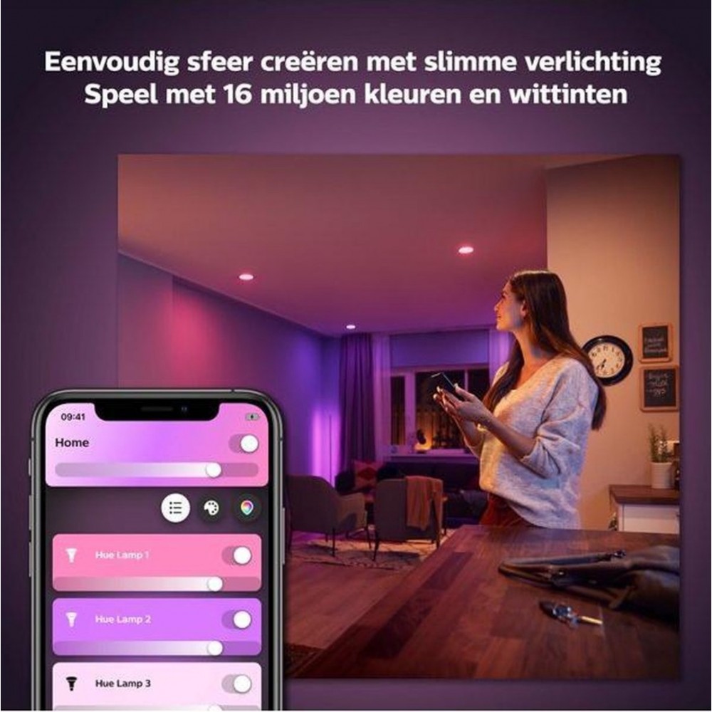 Philips Hue Slimme Lichtbron GU10 Spot White and Color Ambiance 5,7W Bluetooth duopack