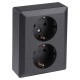 Q-Link contactdoos 2-voudig - inbouw - met shutter - met randaarde - met aanraakbeveiliging - zwart