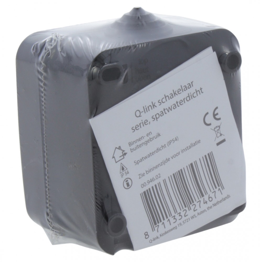 Q-Link schakelaar opbouw - serie - spatwaterdicht IP54 - zwart