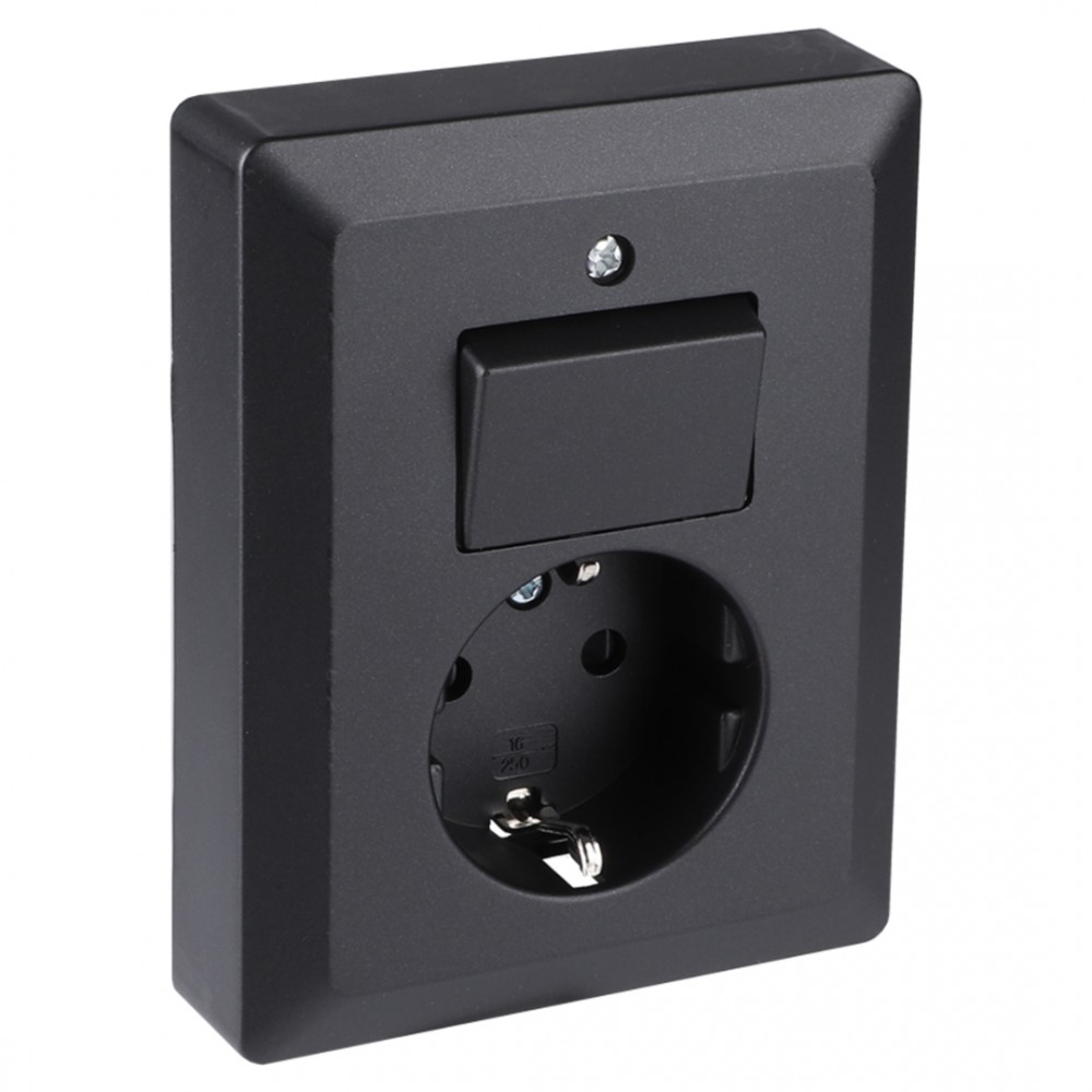 Q-Link combinatie inbouw - wissel - met shutter - met randaarde - met aanraakbeveiliging - zwart