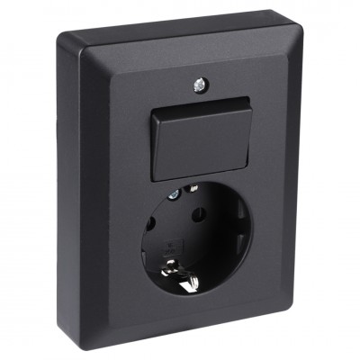 Q-Link combinatie inbouw - wissel - met shutter - met randaarde - met aanraakbeveiliging - zwart