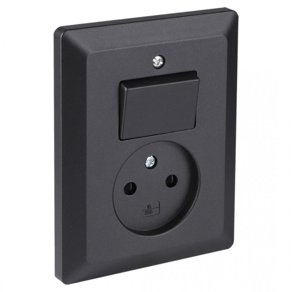 Q-Link combinatie inbouw - wissel - met shutter - met aanraakbeveiliging - zwart