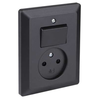 Q-Link combinatie inbouw - wissel - met shutter - met aanraakbeveiliging - zwart