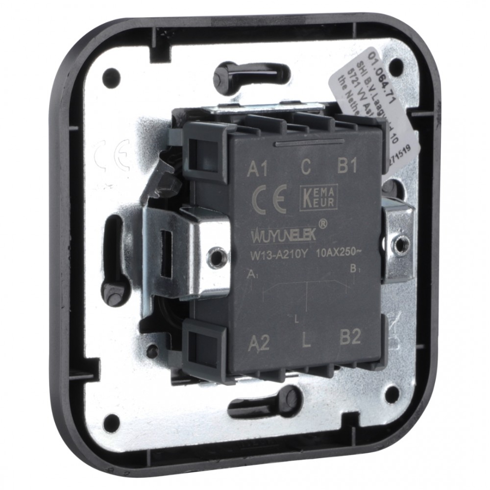 Q-Link schakelaar inbouw - serie - met afdekraam - zwart