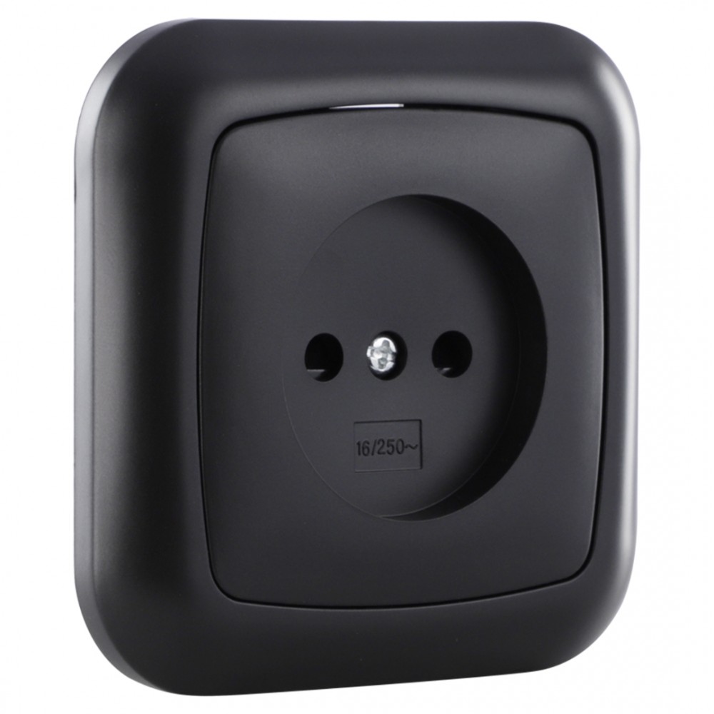 Q-Link contactdoos inbouw - 1-voudig - met afdekraam - met aanraakbeveiliging - zwart