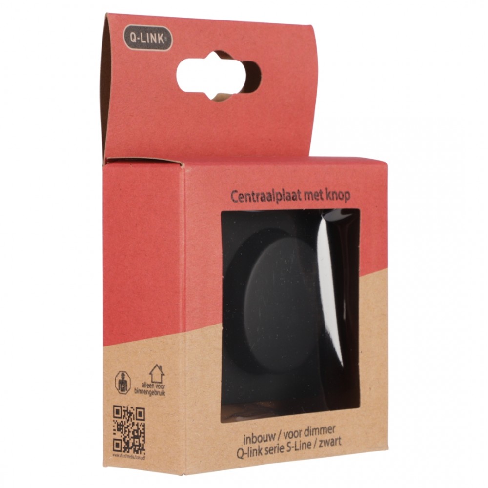 Q-Link S-Line centraalplaat met knop - voor dimmer - zwart