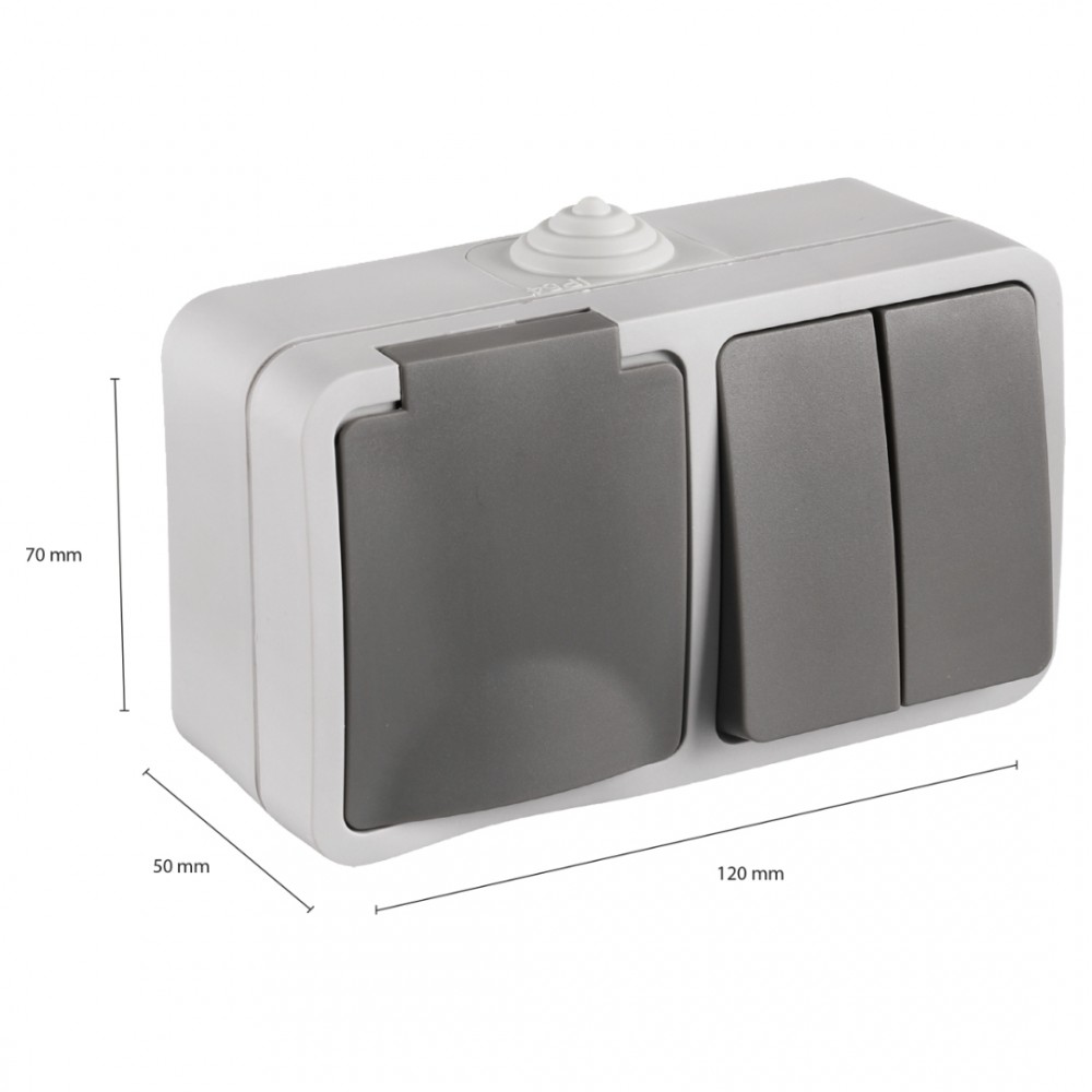 Q-Link combinatie opbouw - serie - met randaarde - spatwaterdicht IP54 - grijs