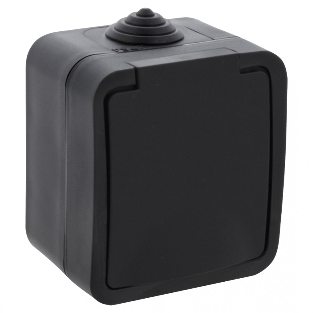 Q-Link contactdoos opbouw - 1-voudig - met randaarde - spatwaterdicht IP54 - zwart