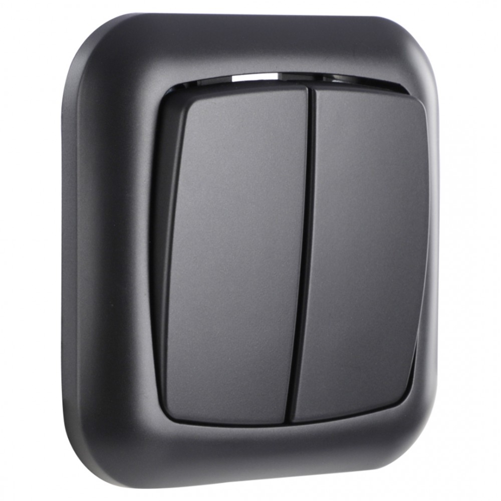 Q-Link schakelaar inbouw - serie - met afdekraam - zwart