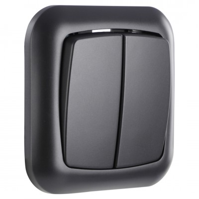 Q-Link schakelaar inbouw - serie - met afdekraam - zwart