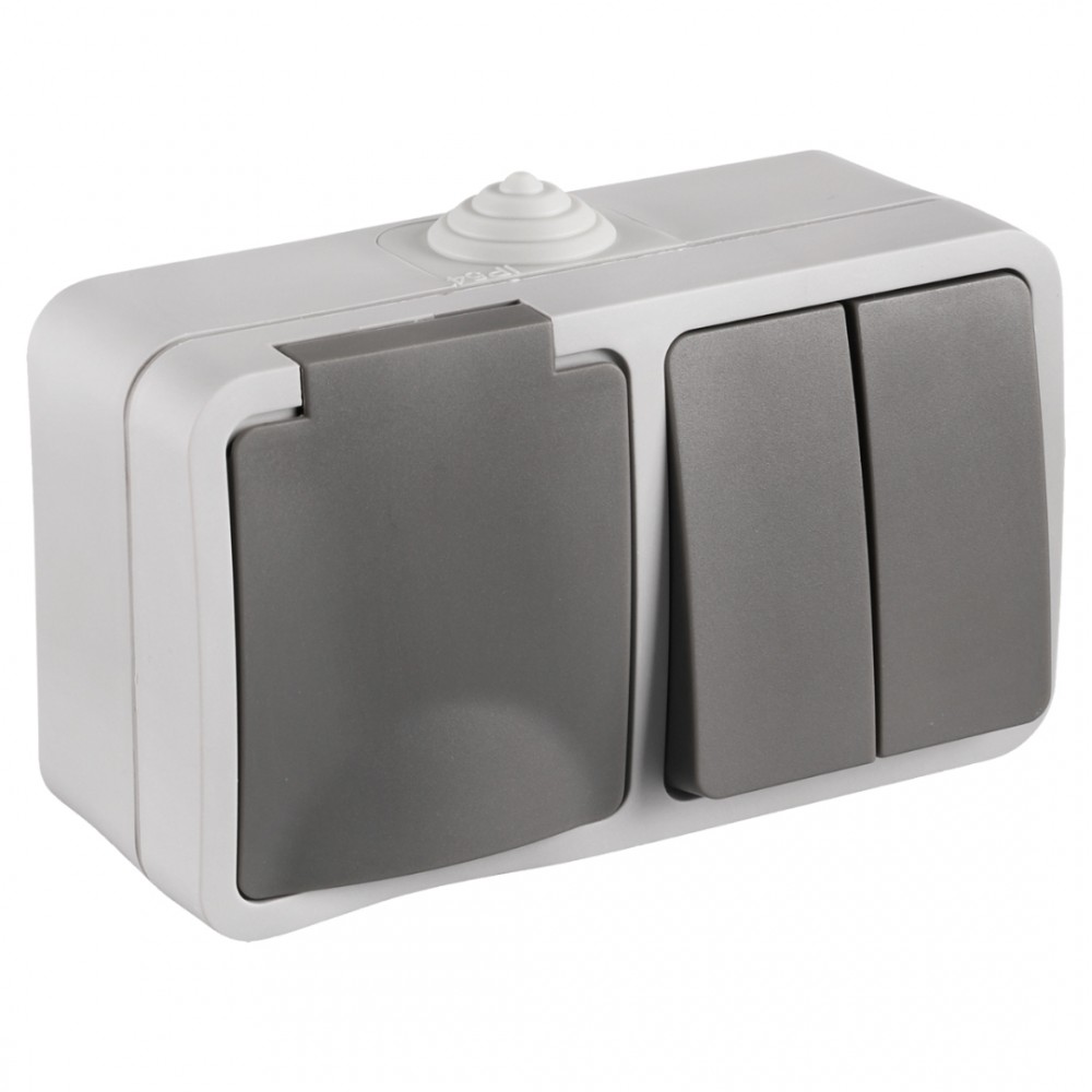 Q-Link combinatie opbouw - serie - met randaarde - spatwaterdicht IP54 - grijs