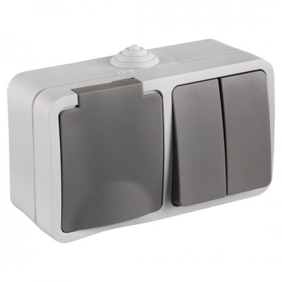 Q-Link combinatie opbouw - serie - met randaarde - spatwaterdicht IP54 - grijs