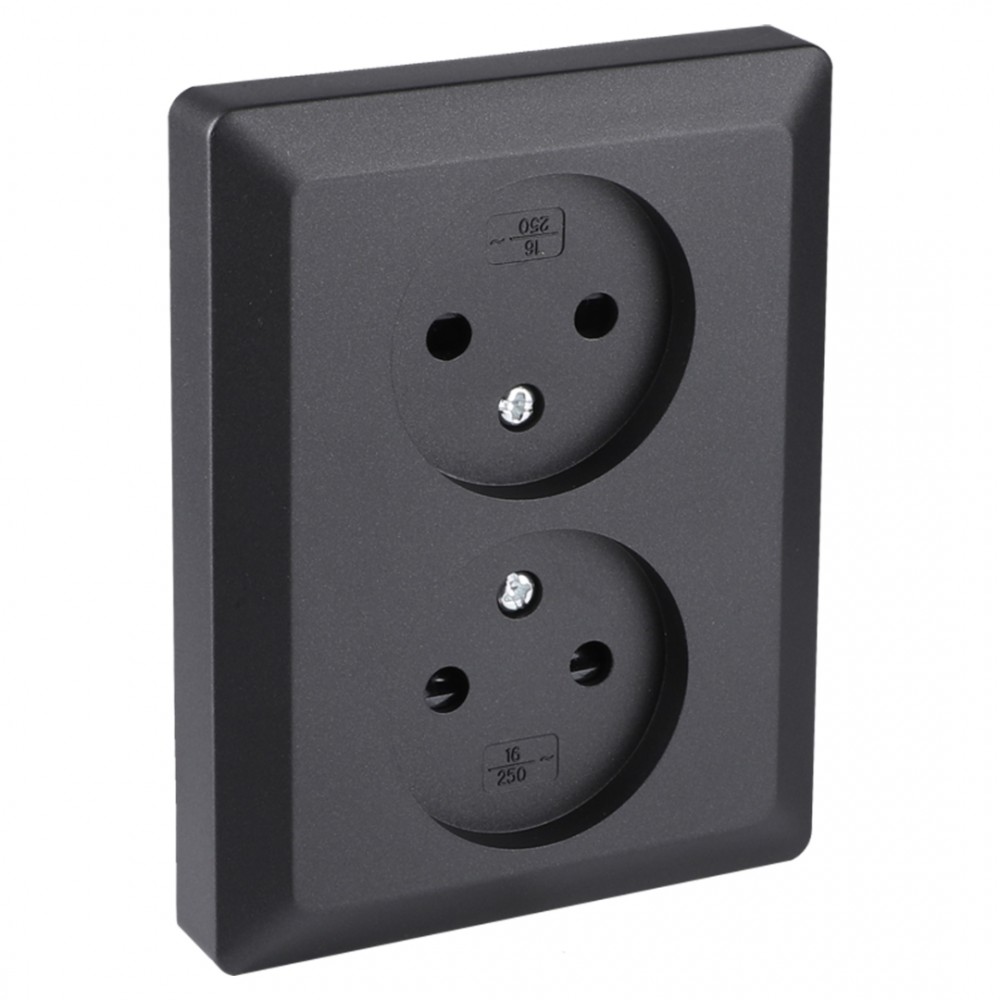 Q-Link contactdoos 2-voudig - inbouw - met shutter - met aanraakbeveiliging - zwart