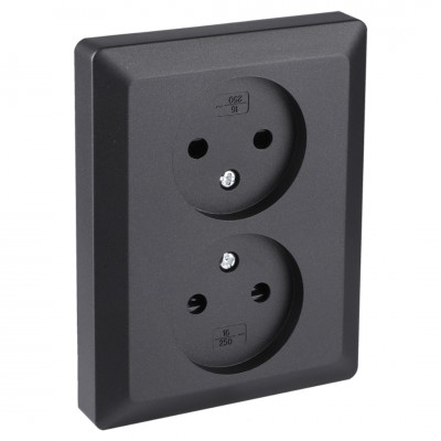 Q-Link contactdoos 2-voudig - inbouw - met shutter - met aanraakbeveiliging - zwart