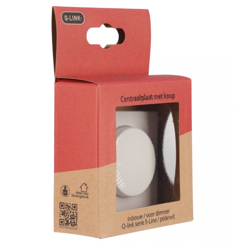 Q-Link S-Line centraalplaat met knop - voor dimmer - polarwit