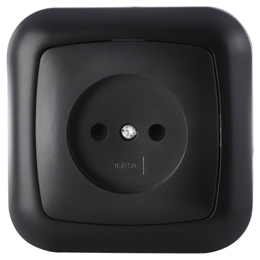 Q-Link contactdoos inbouw - 1-voudig - met afdekraam - met aanraakbeveiliging - zwart