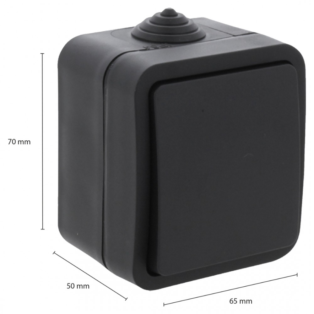 Q-Link schakelaar opbouw - wissel - spatwaterdicht IP54 - zwart