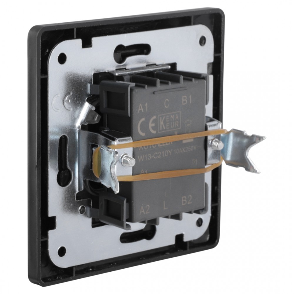 Q-Link schakelaar inbouw - serie - met afdekraam - zwart