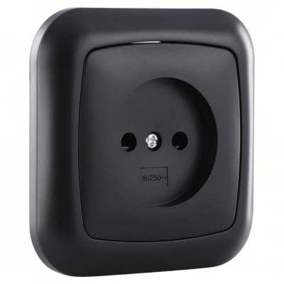 Q-Link contactdoos inbouw - 1-voudig - met afdekraam - met aanraakbeveiliging - zwart