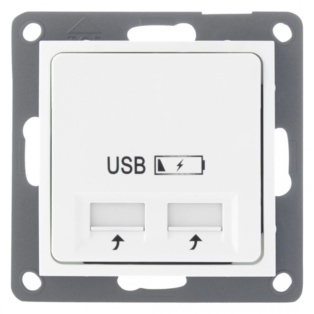 Q-Link S2 contactdoos inbouw - 2 x USB - 5V polarwit