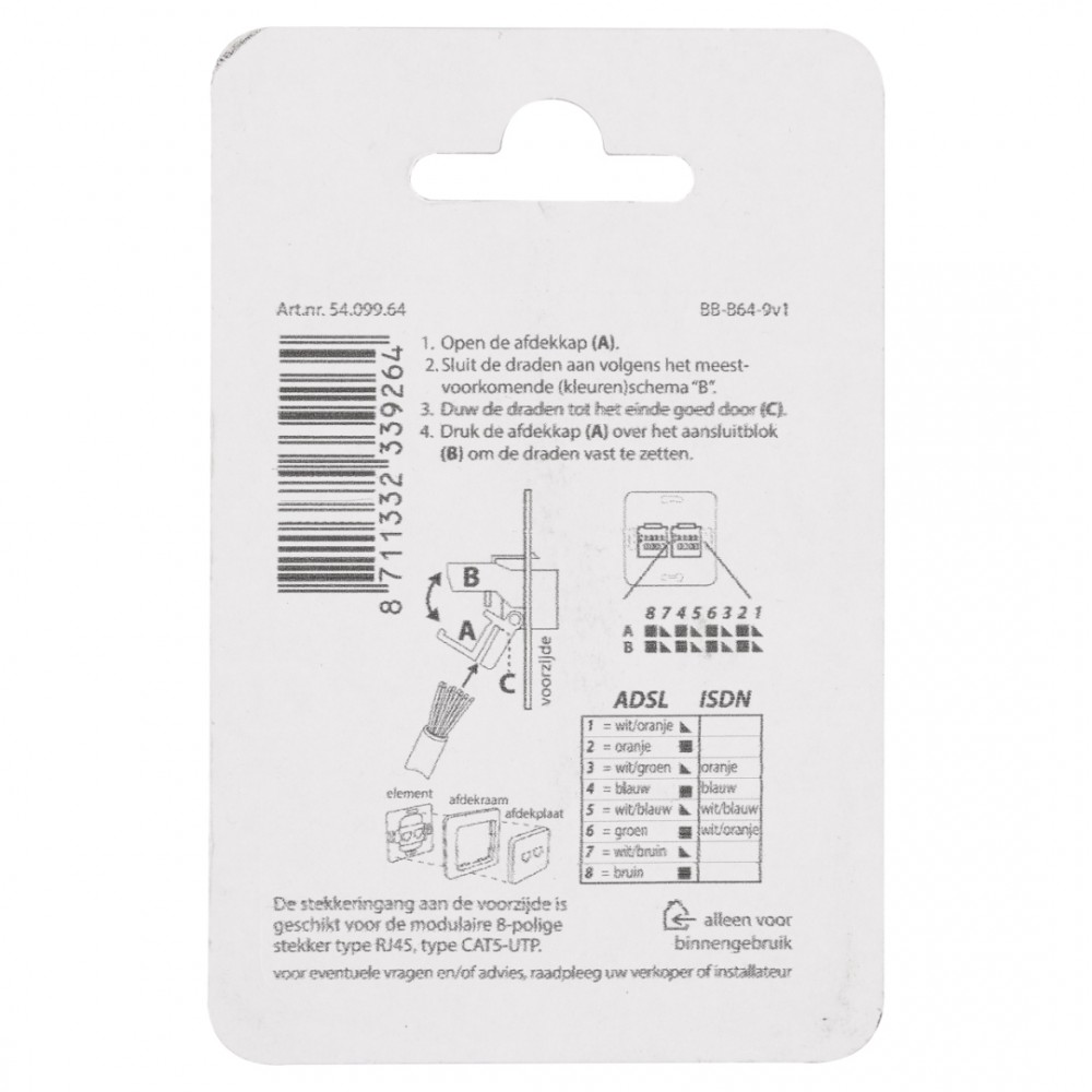 Q-Link S-Line contactdoos telefoon/data - inbouw - CAT5E - 2 x 8-polig zwart