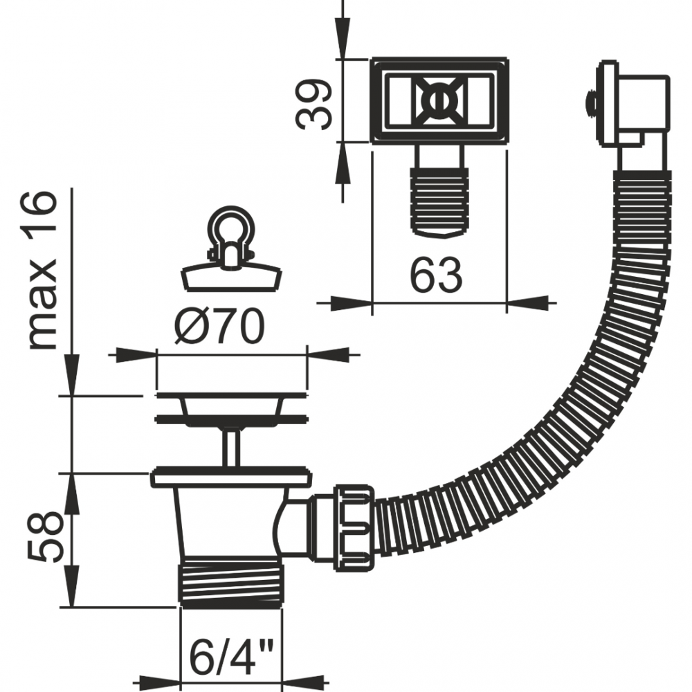 Sanivesk Afvoerplug 6/4 met Overloop