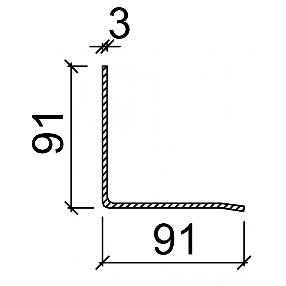 Latei gegalvaniseerd 91x91mm 180cm