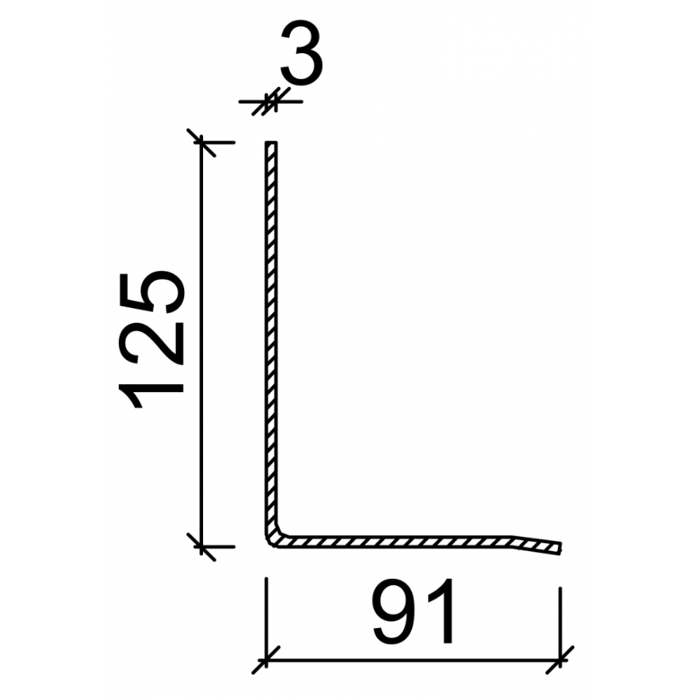 Latei gegalvaniseerd 125x91mm 210cm