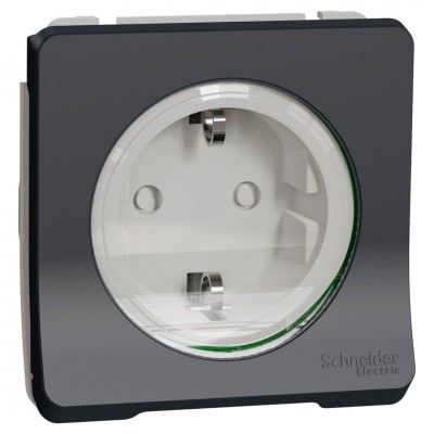 Schneider Mureva Styl contactdoos inbouw - spatwaterdicht - 1-voudig - randaarde - IP55 - 71 x 71 x 13 mm - antraciet