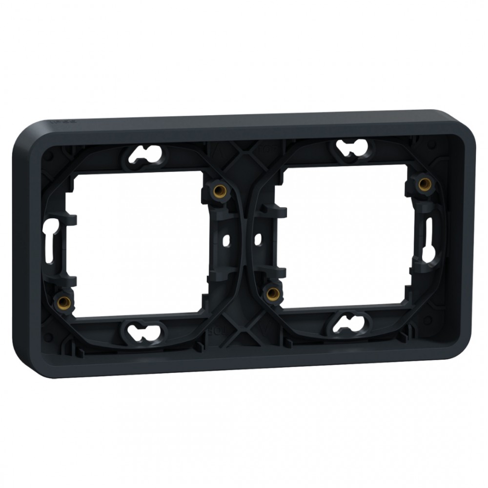 Schneider Mureva Styl afdekraam inbouw - spatwaterdicht - 2-voudig - horizontaal - 84 x 155 x 23 mm - antraciet