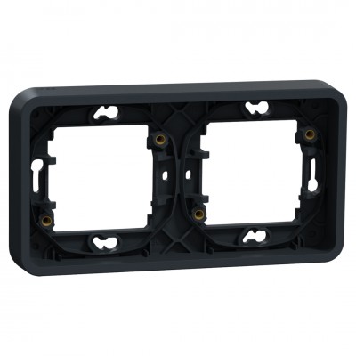 Schneider Mureva Styl afdekraam inbouw - spatwaterdicht - 2-voudig - horizontaal - 84 x 155 x 23 mm - antraciet