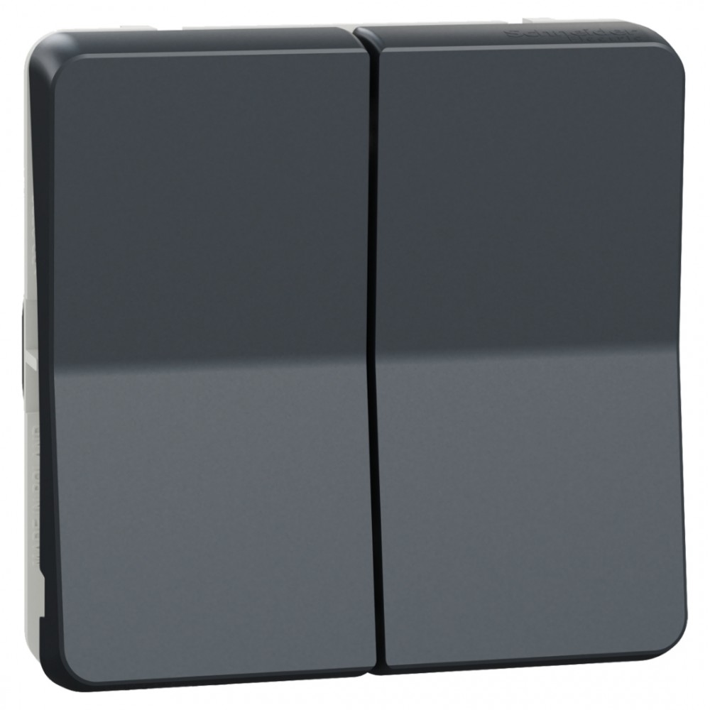 Schneider Mureva Styl schakelaar spatwaterdicht - wissel/wissel - IP55 - 71 x 71 x 40 mm - antraciet