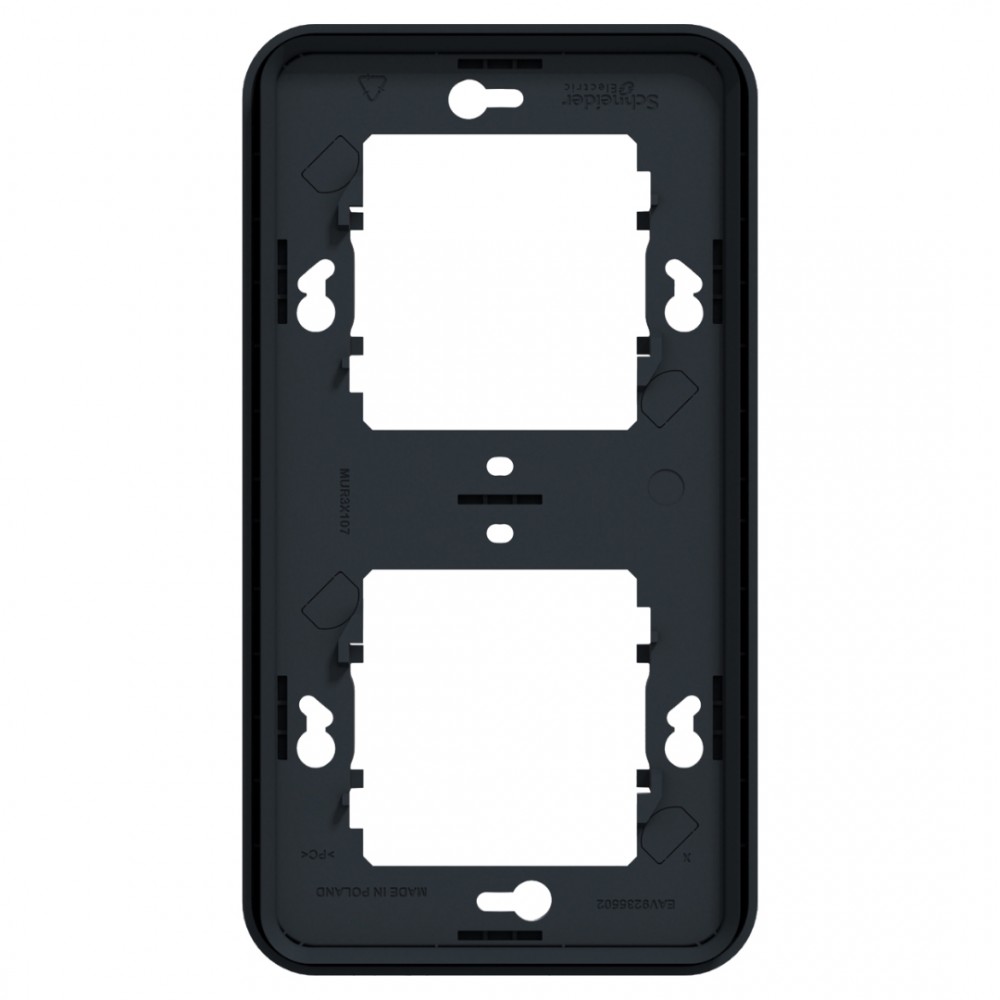 Schneider Mureva Styl afdekraam inbouw - spatwaterdicht - 2-voudig - verticaal - 155 x 84 x 23 mm - antraciet