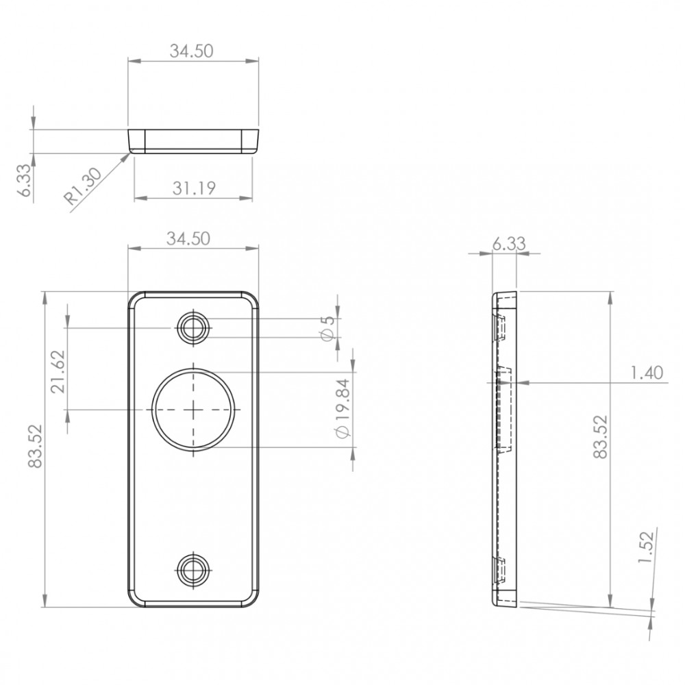 Starx patentrozet krukgat - 83.5 x 34.5 mm - aluminium/zwart