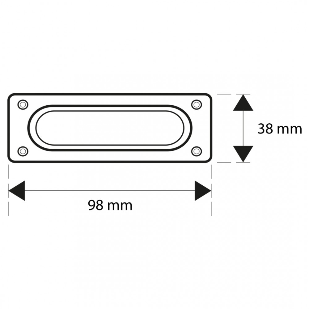 Starx schuifdeurkom rechthoekig - 98 x 38 mm - vernikkeld