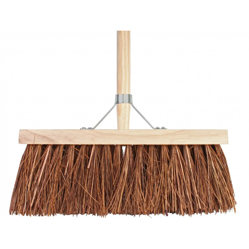 Stadsbezem - Natuurvezel - 37 cm - Houten steel - 140 cm