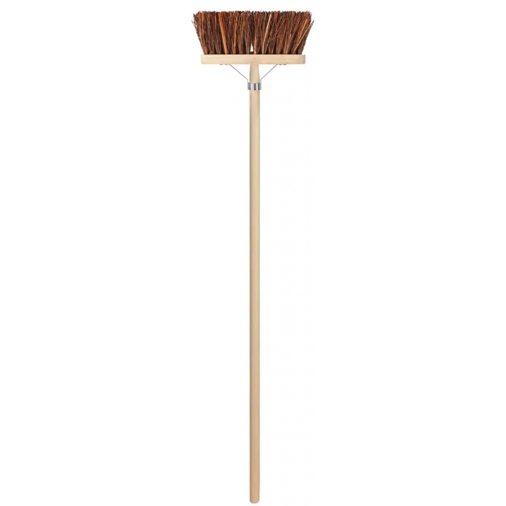 Bezem - Natuurvezel - 30 cm - Houten steel - 140 cm