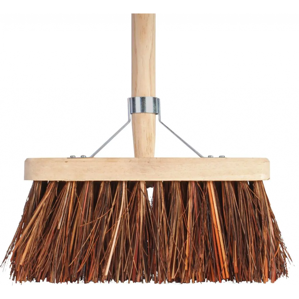 Bezem - Natuurvezel - 30 cm - Houten steel - 140 cm