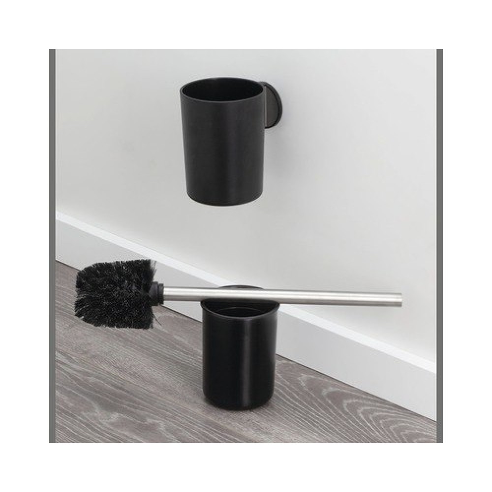 Tiger Tune - Toiletborstel met houder - Zonder boren - Zelfklevend 3M tape - RVS geborsteld / Zwart