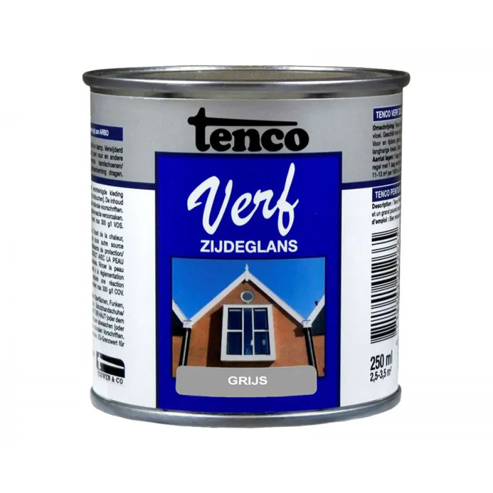 Tenco verf Dekkend zijdeglans grijs 250ml