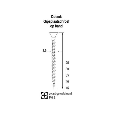 Dutack gipsplaatschroeven 3.9x35mm 1000 stuks