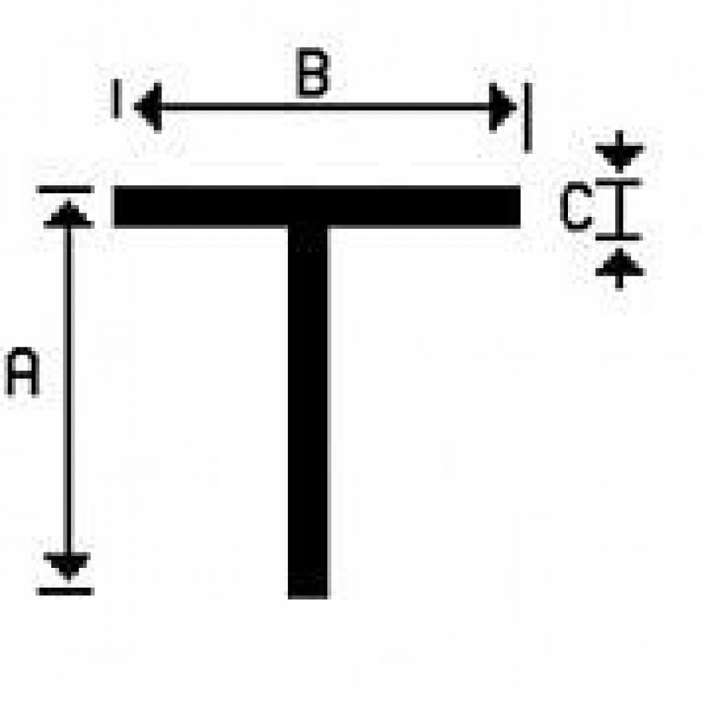 Aluminium t-profiel 20x20x2mm 200cm