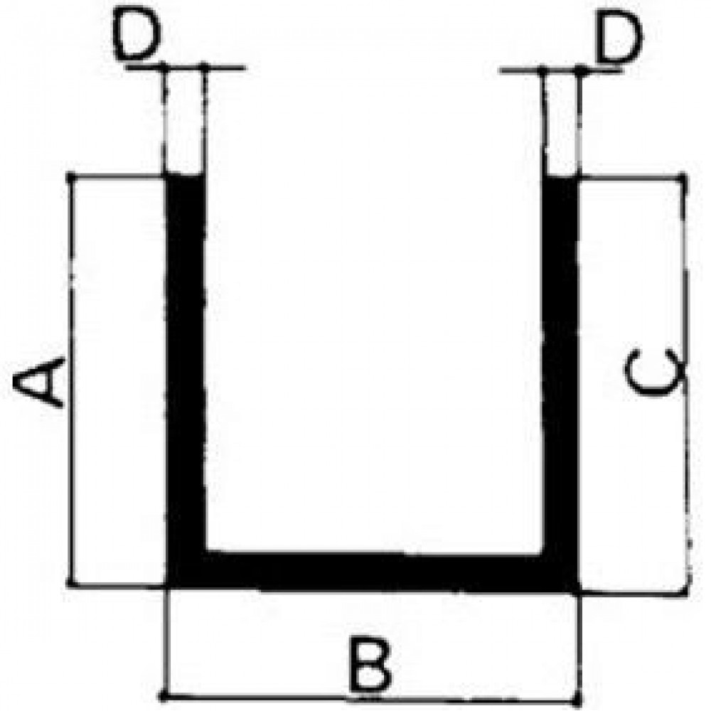 Aluminium u-profiel 15x15x15x2mm 200cm