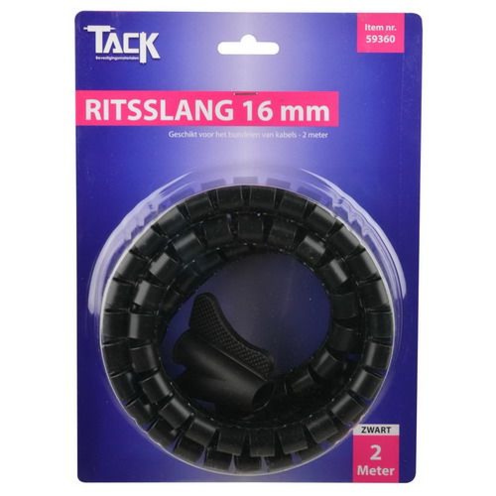 Tack Kabelbinder Ritsslang 16mm Zwart