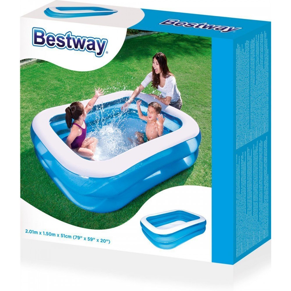 Bestway Zwembad Opblaasbaar 201x150x51cm 2 Rings Family