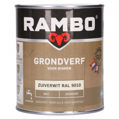Rambo grondverf dekkend mat zuiverwit 9010 750ml
