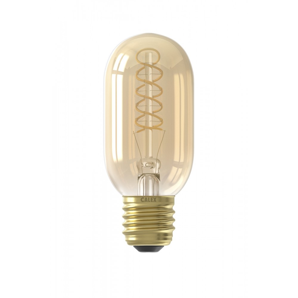 Calex LED volglas Flex Filament buismodel lamp 240V 4W 200lm E27 T45x110 Goud 2100K Dimbaar